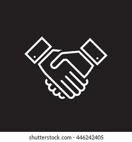handshake line icon, outline vector illustration, linear pictogram isolated on black