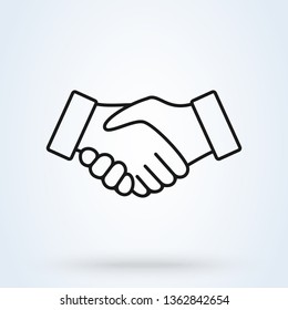 Handshake line icon. Partnership and agreement symbol on white background. Vector illustration