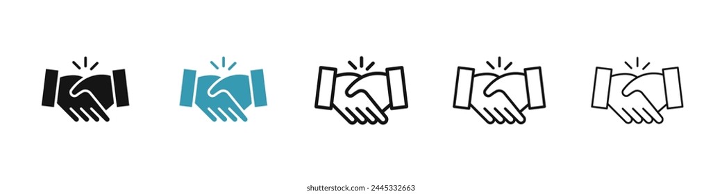 Handshake line icon set. business partnership deal sign. professional collaborate hand shake icon. alliance pictogram for Ui designs.