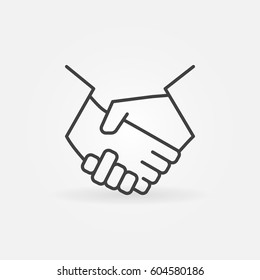 Handshake line icon - vector minimal business and partnership thin line symbol or logo element