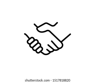Icono de línea de apretón de manos. Símbolo vectorial en estilo plano y moderno sobre fondo blanco. Canto web para diseño.