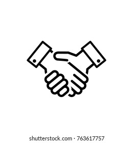signo de línea de apretón de manos, vector de icono