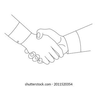 Handshake line sketch  partnership concept vector illustration. 
