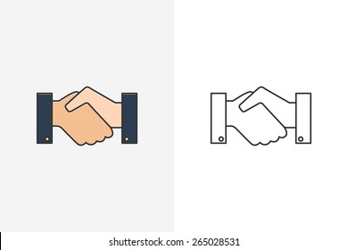 Handshake line style icon and logo