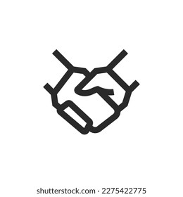 Handshake, linear style icon. Editable stroke width