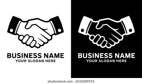Handshake Logo Bold Black Connection for Business Partnerships