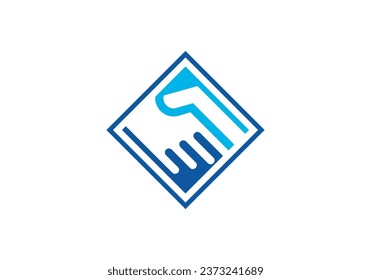 handshake logo design. hand house combination simple modern line symbol vector