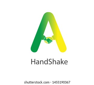 Handshake Logo With Gradient A Letter Icon