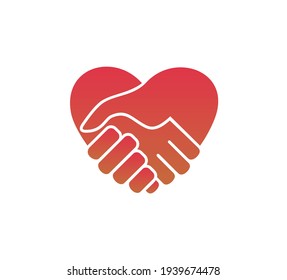 handshake logo, Heart symbol. Hand Shake with Heart shaped 