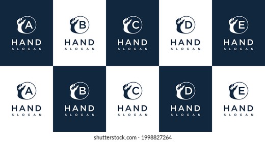 Handshake-Logo mit Buchstabe a b c d e Design