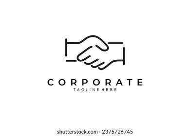 Handshake logo in line art design style