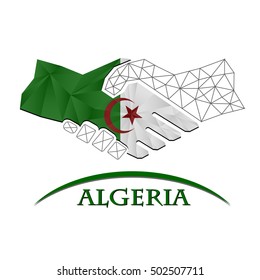 Handshake logo made from the flag of Algeria.