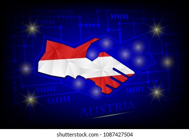Handshake logo made from the flag of Austria.