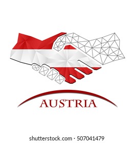 Handshake logo made from the flag of Austria.