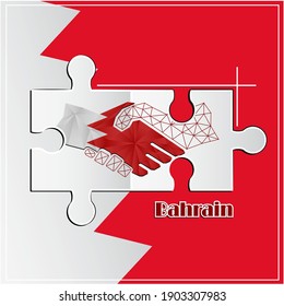 Logo del apretón de manos hecho con la bandera de Bahréin