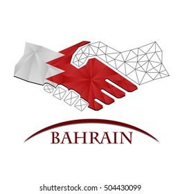 Handshake logo made from the flag of Bahrain.