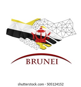 Handshake logo made from the flag of brunei .