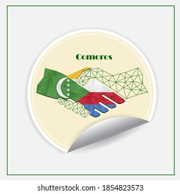 Handshake logo made from the flag of Comoros