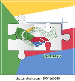 Handshake logo made from the flag of Comoros