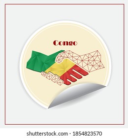 Handshake logo made from the flag of Congo