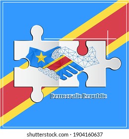 Handshake logo made from the flag of Democratic Republic