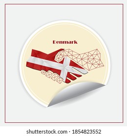 Handshake logo made from the flag of Denmark