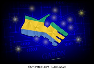 Handshake logo made from the flag of Gabon.