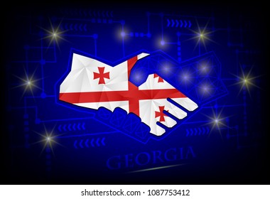 Handshake logo made from the flag of Georgia.