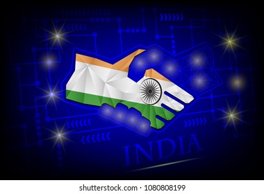 Handshake logo made from the flag of India.