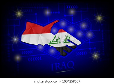 Handshake logo made from the flag of Iraq.