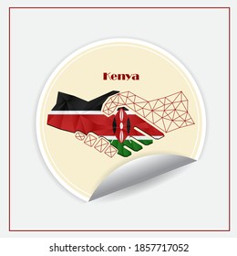 Handshake logo made from the flag of Kenya