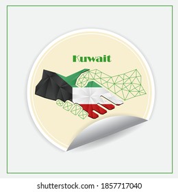 Handshake logo made from the flag of Kuwait