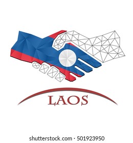 Handshake logo made from the flag of Laos 