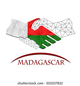 Handshake logo made from the flag of Madagascar.