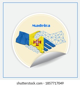 Handshake logo made from the flag of Madeira