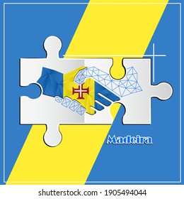 Handshake logo made from the flag of Madeira