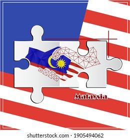 Handshake logo made from the flag of Malaysia