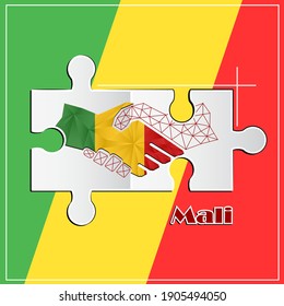 Handshake logo made from the flag of Mali