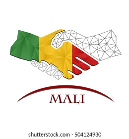 Handshake logo made from the flag of Mali.