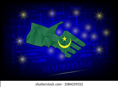 Handshake logo made from the flag of Mauritania.