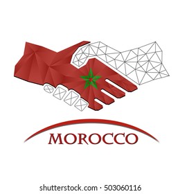 Handshake logo made from the flag of Morocco.