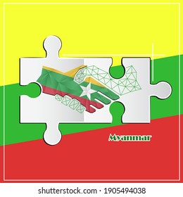 Handshake-Logo aus der Flagge Myanmars