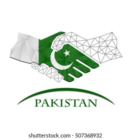 Handshake logo made from the flag of Pakistan.