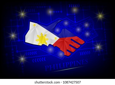 Handshake logo made from the flag of Philippines.