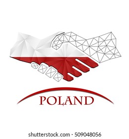 Handshake logo made from the flag of Poland.