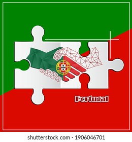 Handshake logo made from the flag of Portugal