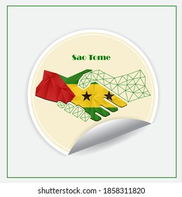 Handshake logo made from the flag of Sao Tome