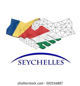 Handshake logo made from the flag of Seychelles.