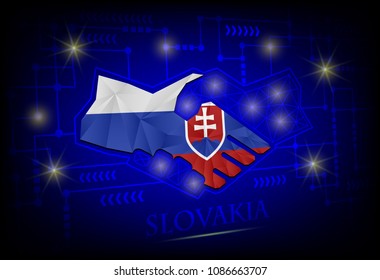Handshake logo made from the flag of Slovakia.