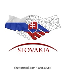 Handshake logo made from the flag of Slovakia.